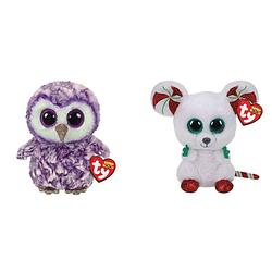 Foto van Ty - knuffel - beanie boo's - moonlight owl & christmas mouse