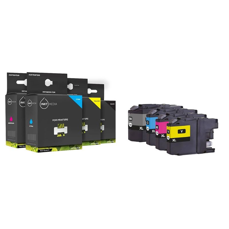 Foto van Inktmedia® - geschikt set brother lc-421xl inkt cartridge zwart cyaan magenta en geel hoge capaciteit