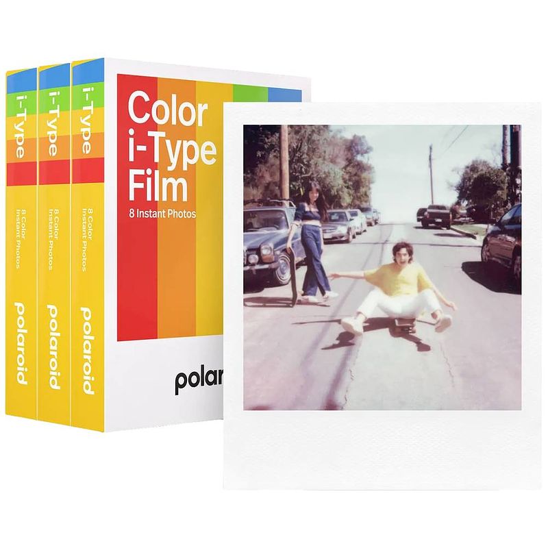 Foto van Polaroid i-type color film triple pack 3x8 point-and-shoot filmcamera wit, gekleurd
