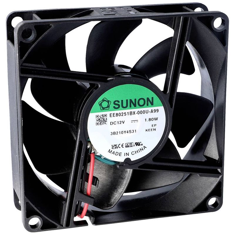 Foto van Sunon mf80251v2-1000u-a99 axiaalventilator 12 v/dc 62.84 m³/h (l x b x h) 25 x 80 x 80 mm