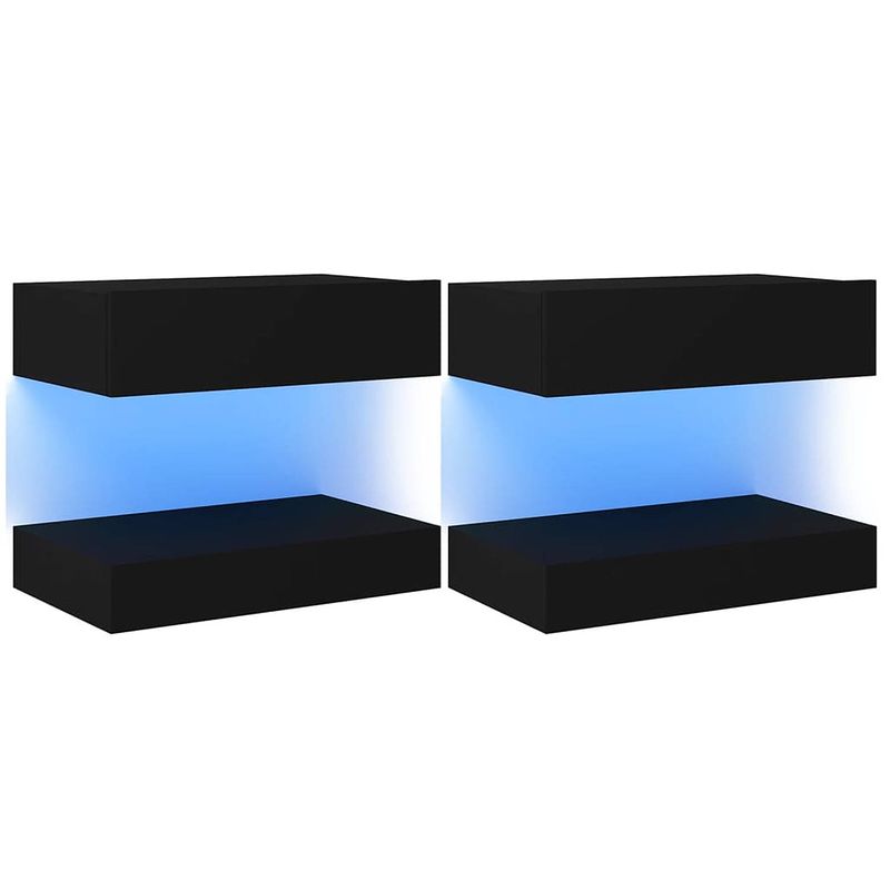 Foto van Vidaxl tv-meubelen 2 st met led-verlichting 60x35 cm zwart