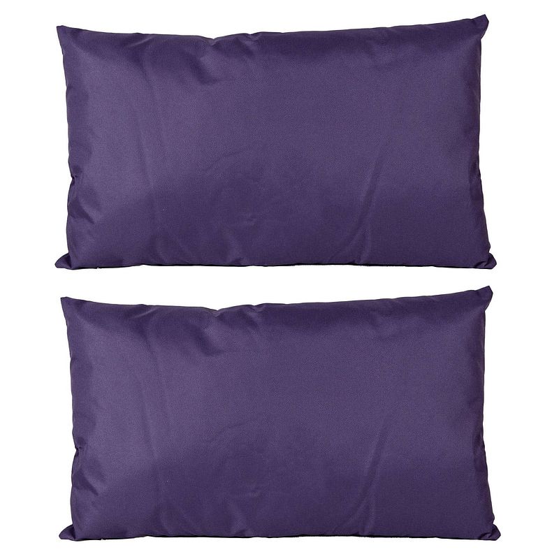 Foto van 2x bank/sier kussens voor binnen en buiten in de kleur paars 30 x 50 cm - sierkussens