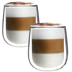 Foto van Luxe latte macchiato glazen dubbelwandig - koffieglazen met oor - cappuccinoglazen - theeglas - 350 ml - set van 2