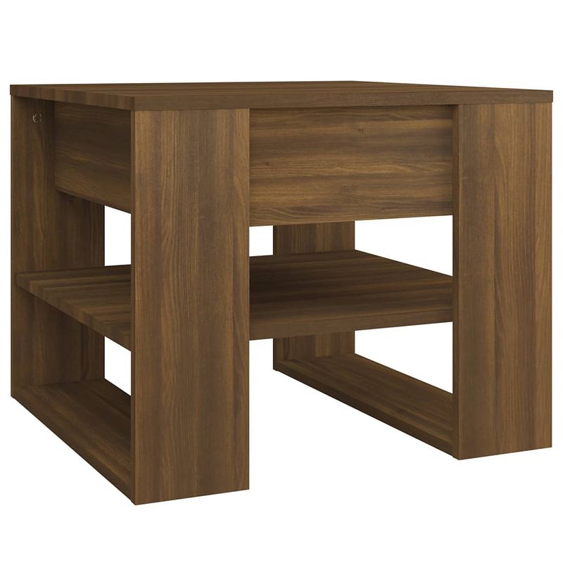 Foto van The living store salontafel bruineiken - 55.5x55x45 cm - bewerkt hout