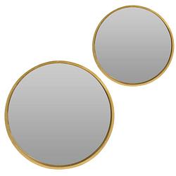 Foto van Wandspiegels rond - 2x - goud - 30 cm + 50 cm - hout - spiegels