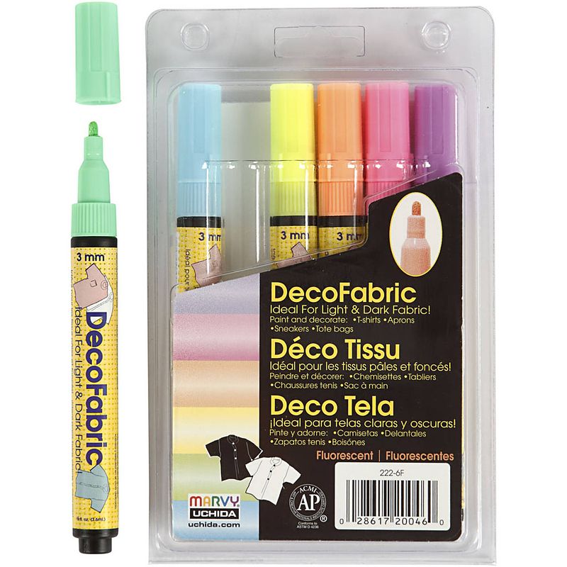 Foto van Deco textielstiften pastel 3mm 6 stuks