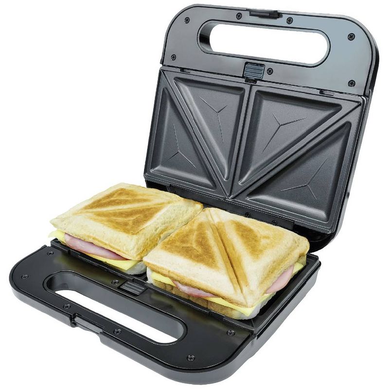 Foto van Korona xxl tosti-apparaat anti-aanbaklaag, controlelampje, inklapbaar rvs, zwart