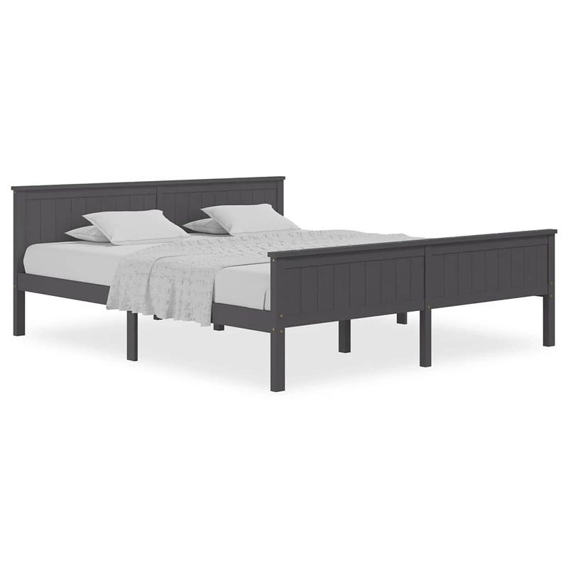 Foto van The living store bedframe grenenhout - grijs - 208 x 188 x 77 cm - geschikte matras 180 x 200 cm - montage vereist