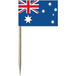Foto van 100x cocktailprikkers australi? 8 cm vlaggetje landen decoratie - cocktailprikkers