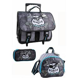 Foto van Jim jam bags schooltas pirate dog junior polyester zwart 3-delig