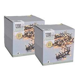 Foto van Kerstverlichting - lichtsnoer - 2 stuks - 1200 led's - lengte: 24 meter - extra warm wit