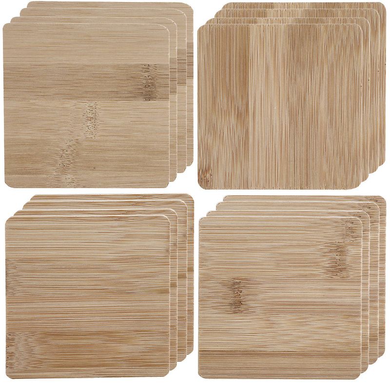 Foto van Onderzetters voor glazen - 16x stuks - bruin - bamboo hout - 10 x 10 cm - glazenonderzetters