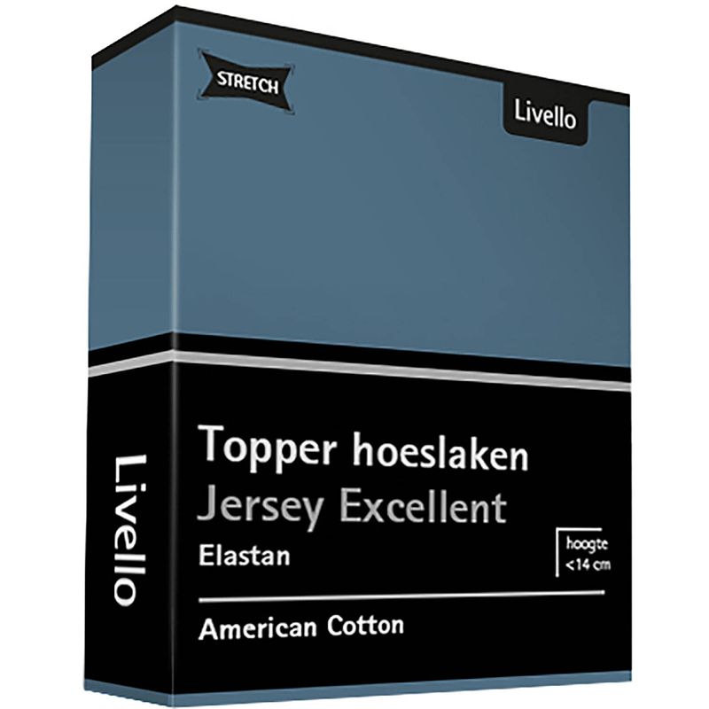 Foto van Livello hoeslaken topper jersey excellent blue 180 x 200 cm