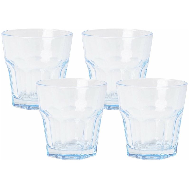 Foto van Waterglas sapglas - tumbler - 8 x 8 cm - 200ml - blauw - 4 stuks