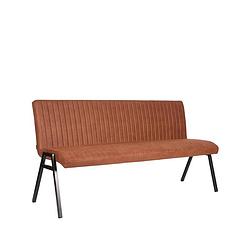 Foto van Label51 eetkamerbank matz - cognac - microfiber - 175 cm