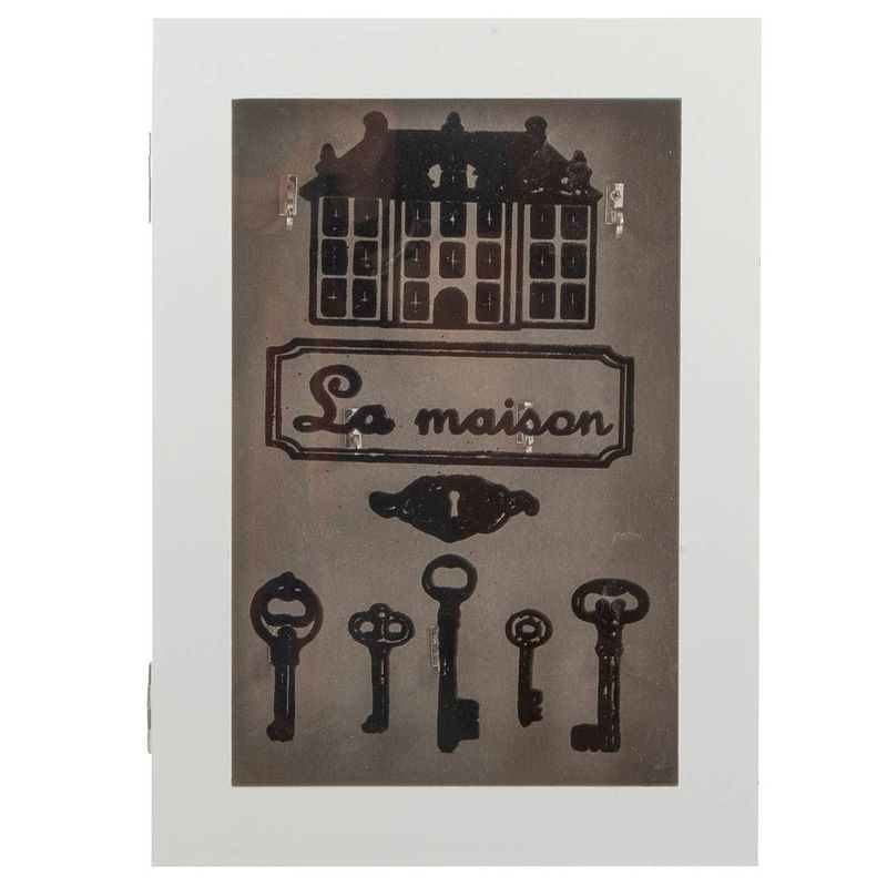 Foto van Houten sleutelkast/sleutelkluis wit la maison 23 x 32 cm - sleutelkastjes