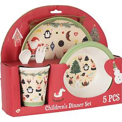 Foto van Christmas decoration kinder servies - kerst thema - bord, beker, kom - serviessets