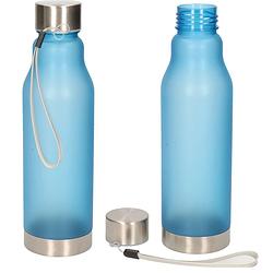 Foto van Waterfles/drinkfles/sportfles - 2x - blauw - kunststof - rvs dop - 600 ml - drinkflessen