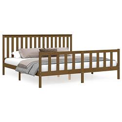 Foto van The living store houten bedframe - massief grenenhout - 205.5 x 206 x 101 cm - honingbruin