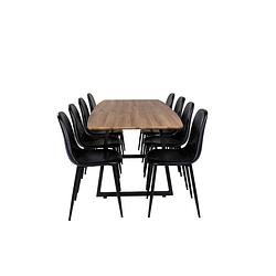 Foto van Incanabl eethoek eetkamertafel uitschuifbare tafel lengte cm 160 / 200 el hout decor en 8 polar eetkamerstal pu