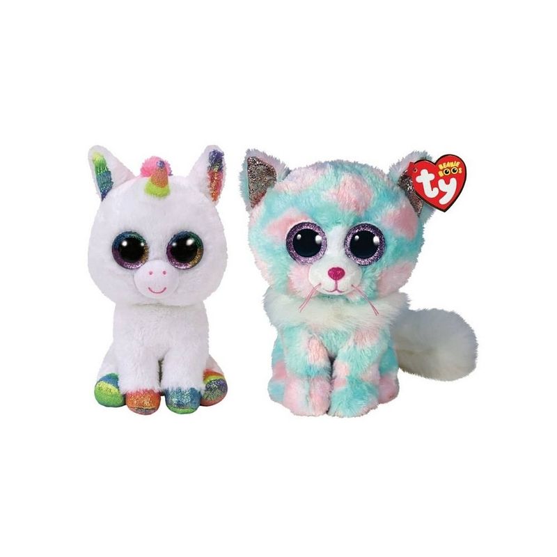 Foto van Ty - knuffel - beanie boo's - pixy unicorn & opal cat