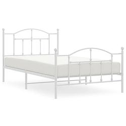 Foto van Vidaxl bedframe met hoofd- en voeteneinde metaal wit 100x200 cm