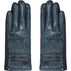 Foto van Zachte dames handschoenen let'ss snake zwart blauw slangenprint handschoenen dames handschoenen warm touch - trendy
