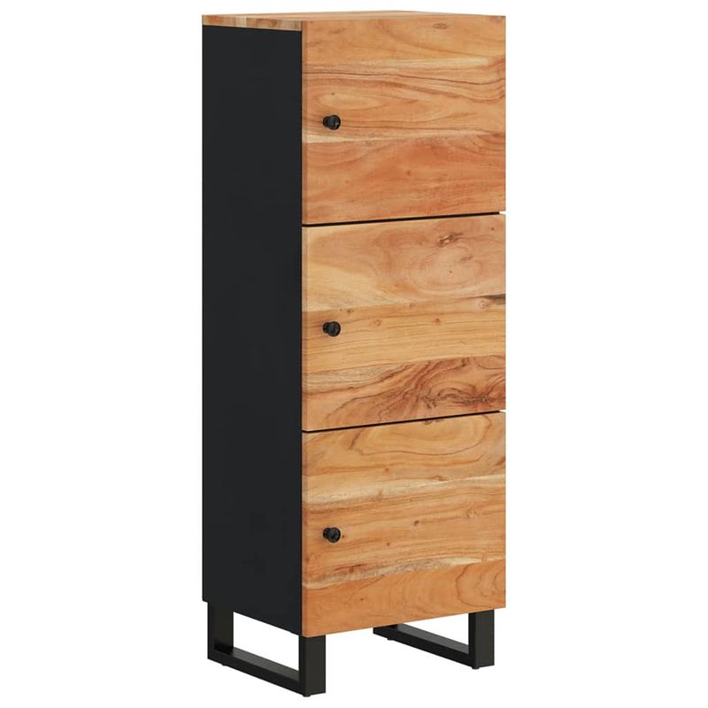 Foto van Vidaxl hoge kast met 3 deuren 40x33x110 cm massief acaciahout en ijzer