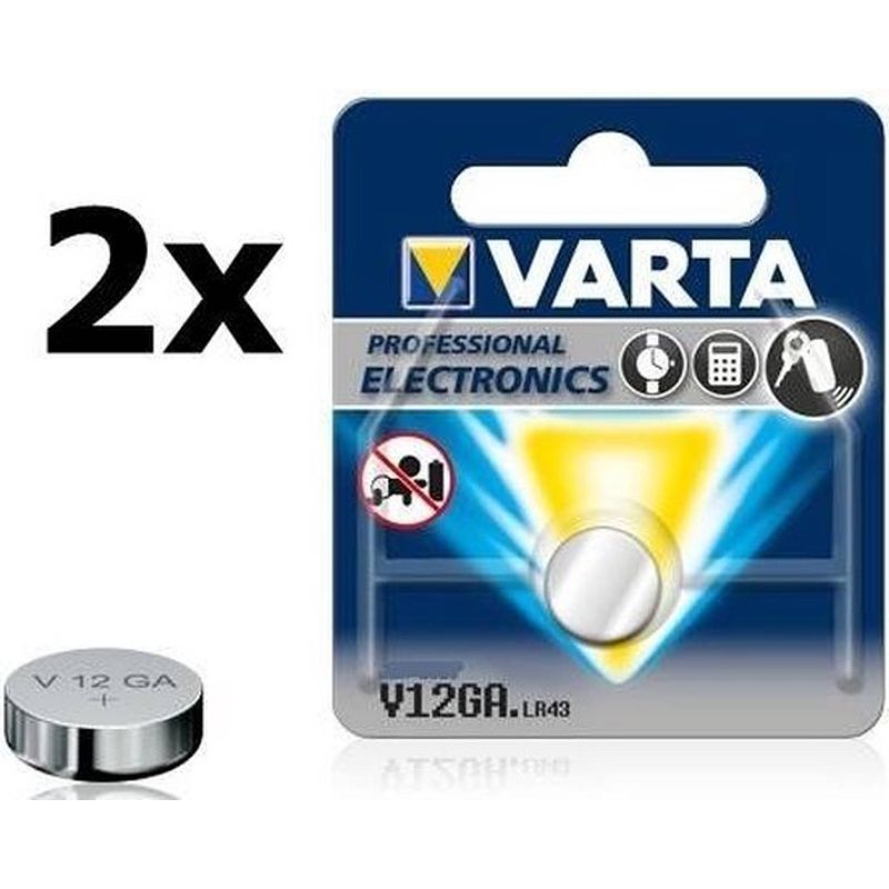 Foto van 2 stuks - varta v12ga, lr43, ag12, d186, l1142 1.5v 80mah batterij