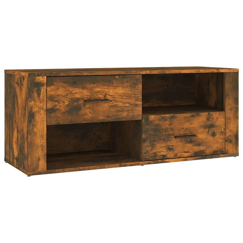 Foto van The living store tv-kast - classic s - meubel - 100x35x40 cm - gerookt eiken