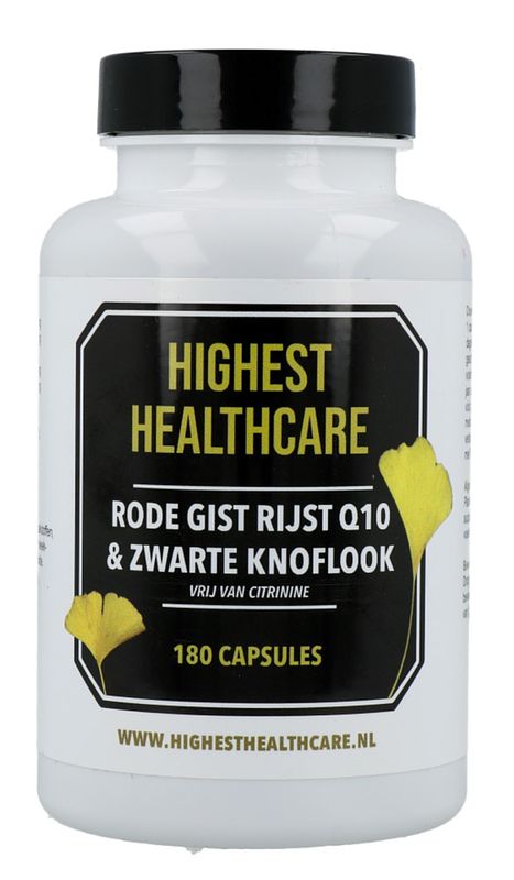 Foto van Highest healthcare rode rijst q10 & zwarte knoflook capsules