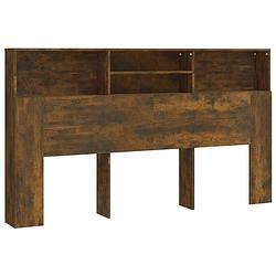 Foto van The living store wandhoofdbordkast - gerookt eiken - 180 x 19 x 103.5 cm - bewerkt hout