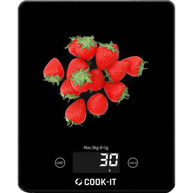 Foto van Cook-it - digitale keukenweegschaal 1g to 5kg - gehard glas