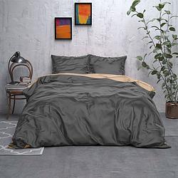 Foto van Dekbedovertrek double face beauty - tweepersoons (200x220 cm) - taupe & antraciet microvezel - dessin: effen - sleeptime elegance -