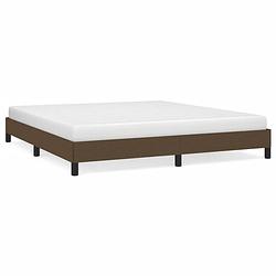 Foto van The living store bedframe donkerbruin stof - 203x163x25cm - multiplex lattenbodem