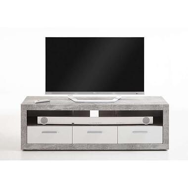 Foto van Tv-meubel leiston - betonkleur/wit - 49x152x45,3 cm - leen bakker