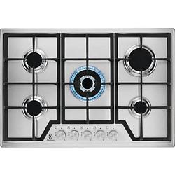 Foto van Electrolux kgs7536sx - inbouw gaskookplaat - 5 branders - l 75 x d52cm - rvs - gietijzeren roosters