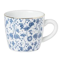 Foto van Mok met bloemen - blauw/wit/goud - 300 ml