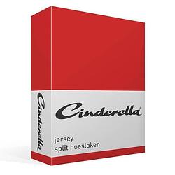 Foto van Cinderella jersey split-topper hoeslaken - 100% gebreide jersey katoen - lits-jumeaux (160x200/210 cm) - red