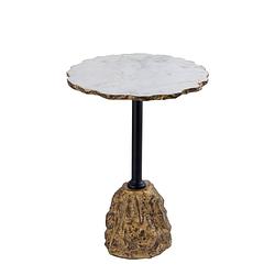 Foto van Ptmd alexa white marble side table with iron gold base