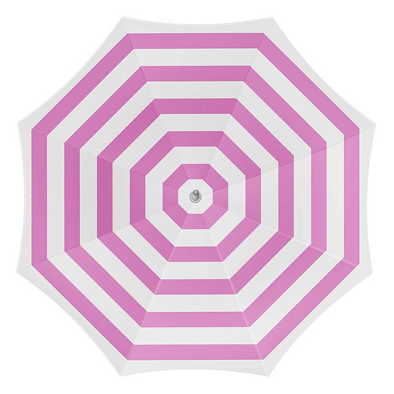 Foto van Parasol - fuchsia/wit - gestreept - d180 cm - uv-bescherming - incl. draagtas - parasols