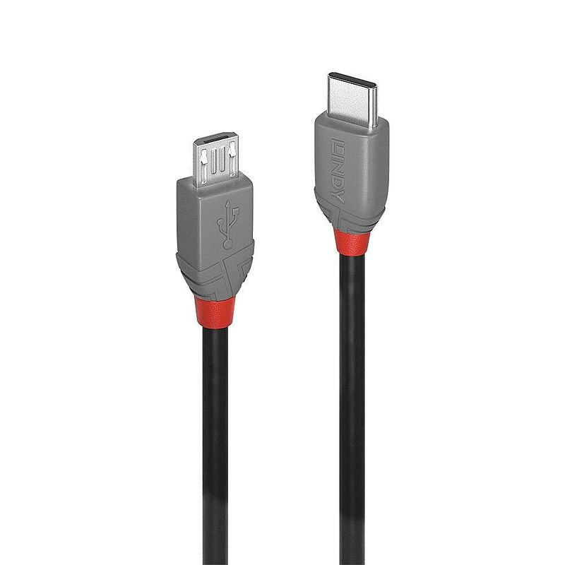 Foto van Lindy usb-kabel usb 2.0 usb-c stekker, usb-micro-b stekker 3 m zwart 36893