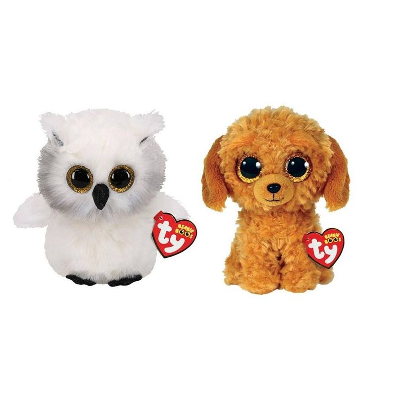 Foto van Ty - knuffel - beanie boo'ss - ausitin owl & golden doodle dog