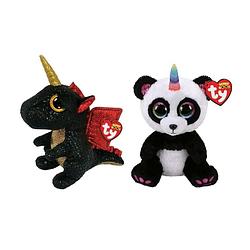 Foto van Ty - knuffel - beanie boo's - grindal dragon & paris panda