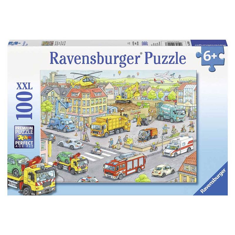 Foto van Ravensburger puzzel xxl voertuigen in de stad - 100 stukjes