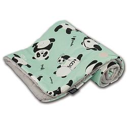 Foto van La millou - deken light medium (80x100) - i love panda mint/dark grey