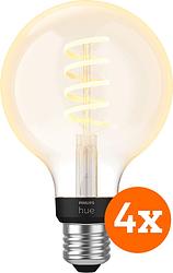 Foto van Philips hue filamentlamp white ambiance globe e27 4-pack