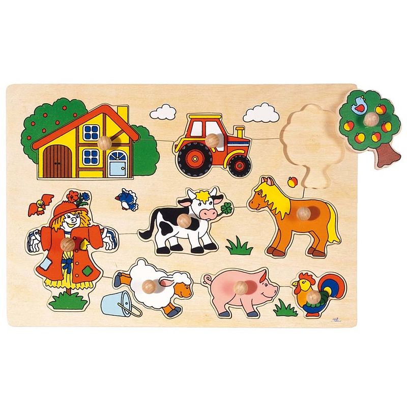 Foto van Goki vormenpuzzel boerderij junior hout 9 stukjes