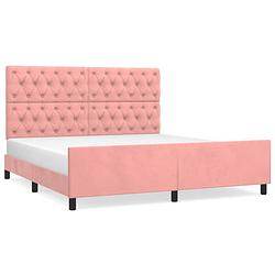 Foto van Vidaxl bedframe met hoofdeinde fluweel roze 160x200 cm