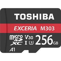 Foto van Toshiba m303 exceria microsdxc-kaart 256 gb class 10, uhs-i, v30 video speed class, uhs-class 3 incl. sd-adapter, a1-vermogensstandaard